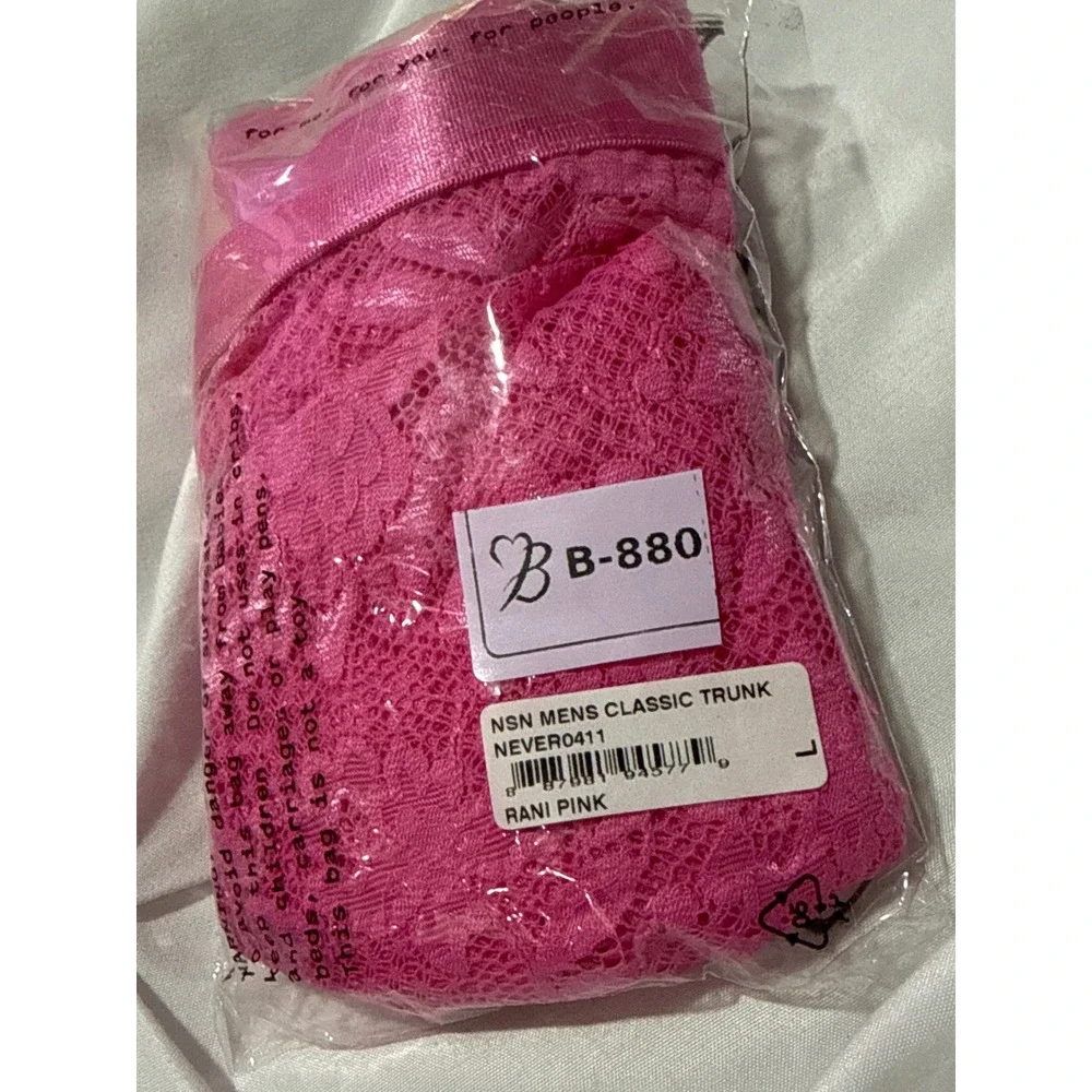 Cosabella Men's Never Say Never Hot Pink Lace‎ Boxer Trunk Size L
